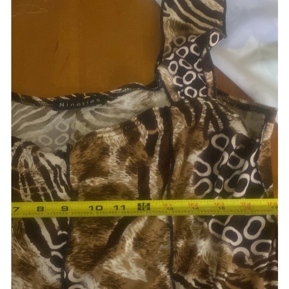 Nineties Scoop Neck Tiger Stripe Sleeveless Dress Fit and Flare Women XL Vintage - Picture 9 of 15